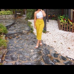 Yellow Tassel Hem Trousers